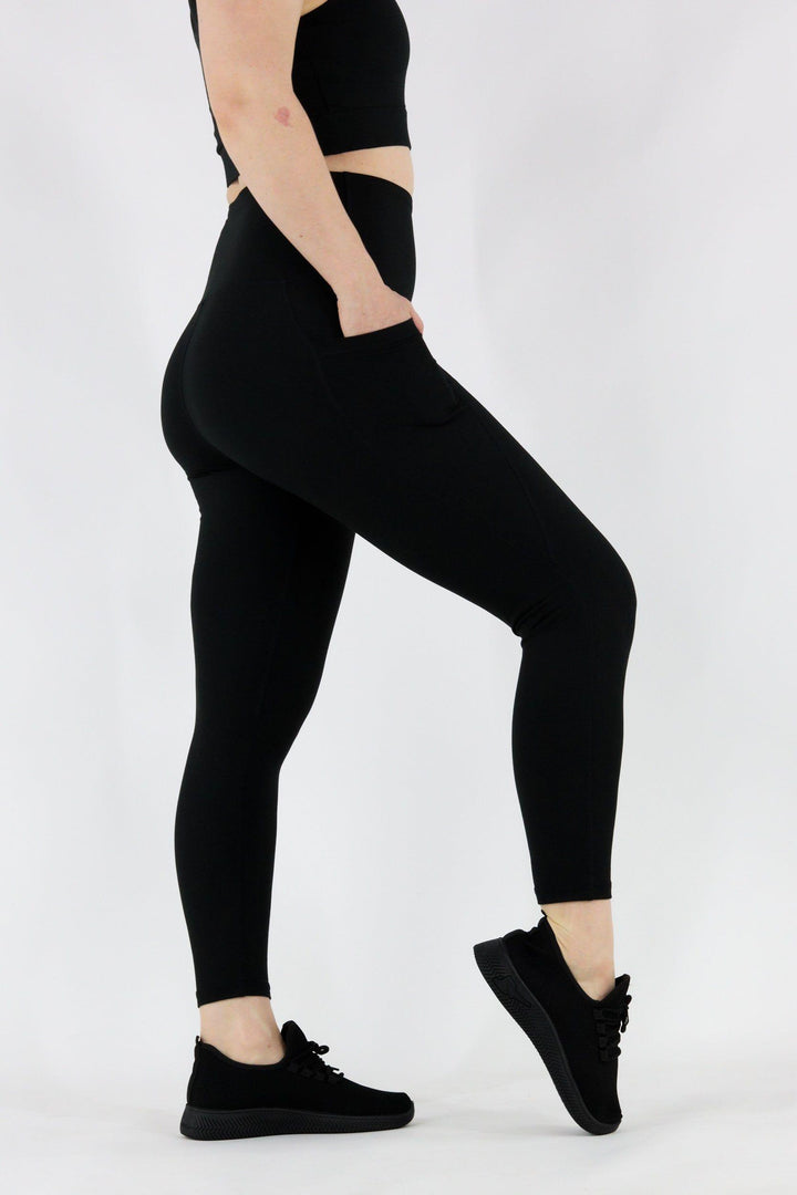Black - Hybrid 2.0 - Leg Pockets - 7/8 Leggings Hybrid Full Leggings Pawlie   
