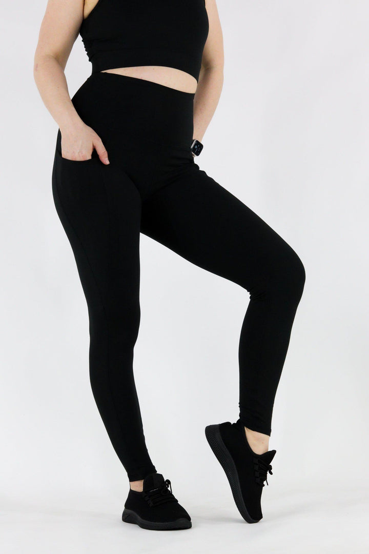 Black - Hybrid 2.0 - Leg Pockets - Full Leggings Hybrid Full Leggings Pawlie   