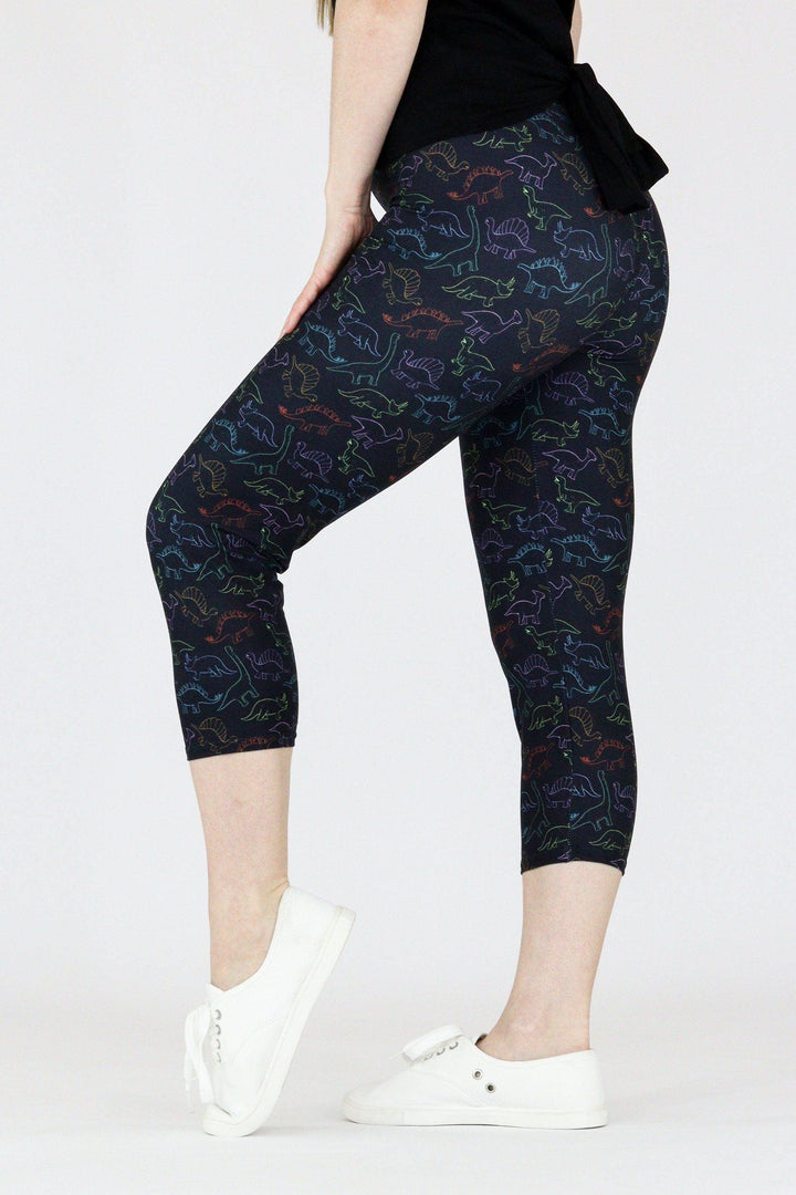 Dinosaur Doodle - Casual Capri Leggings Casual Capri Leggings Pawlie   