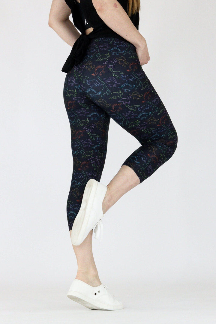 Dinosaur Doodle - Casual Capri Leggings Casual Capri Leggings Pawlie   